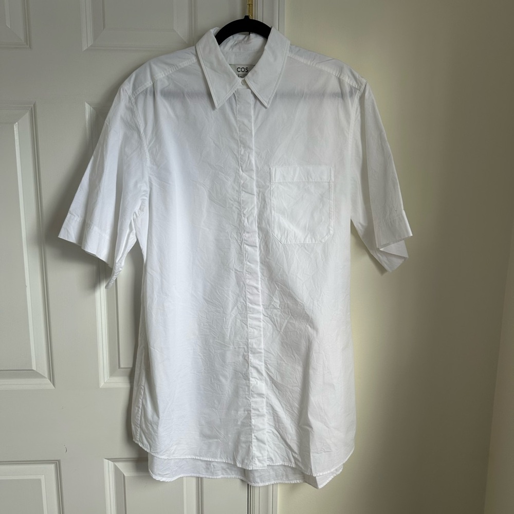 COS White Short Sleeve Shirt Dress